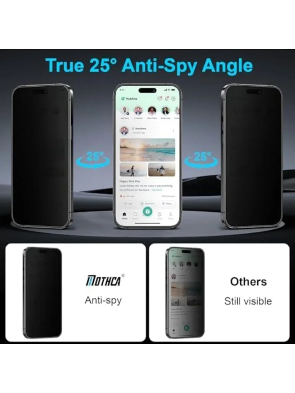 2 Pack Matte Privacy Screen Protector for iPhone 17 Pro & 16 Pro - Anti-Spy